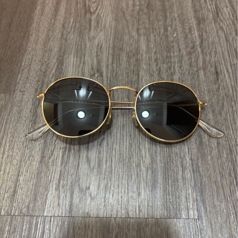 WearMe Pro - Gold Frame Black Lens Round Sunglasses